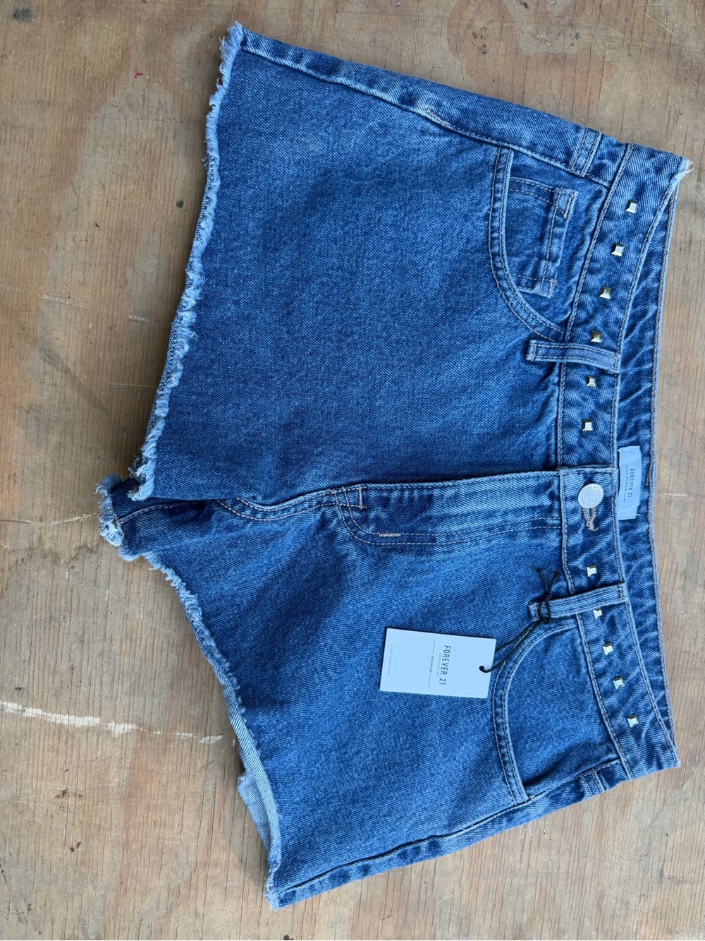 Forever 21 Dark Blue Studded Denim Shorts